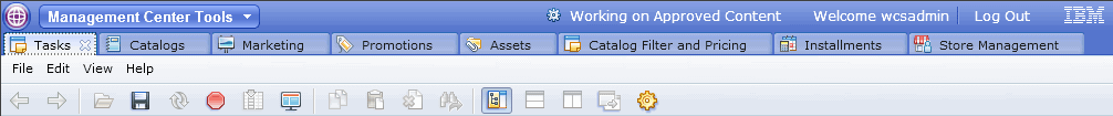 Management Center tool tabs