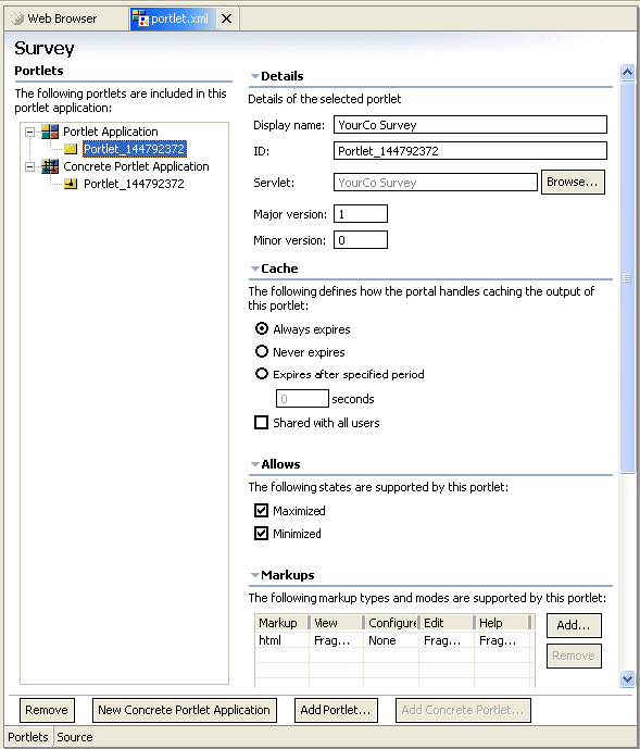 Editing Portlet in the Portlet Deployment Descriptor editor