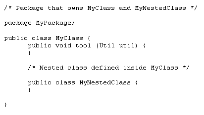The image shows the sample Java source code of owned element association relationships.