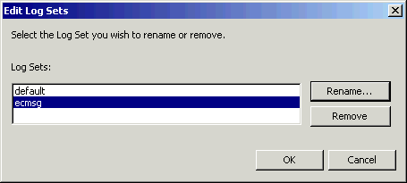 Edit log set dialog box