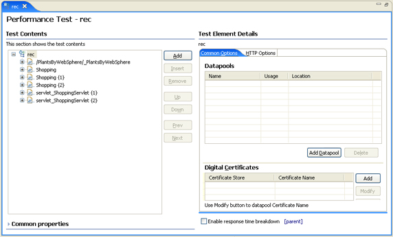 image of performance test editor workspace