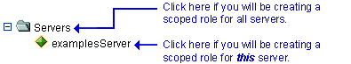 Servers Portion of the Administration Console Navigation Tree