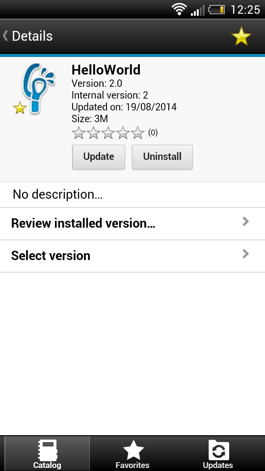 Details of the upgraded version of the application shown in the mobile client.