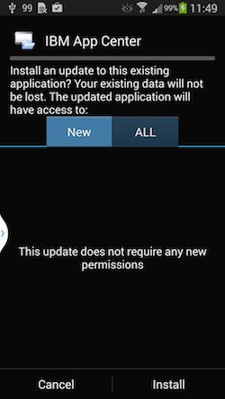 Confirm installation of a later version of the client application by using the Install command.