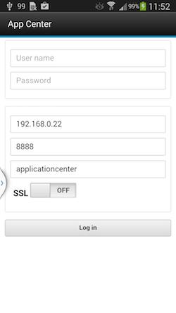 Log in view to enter your credentials to run the updated version of the client application.